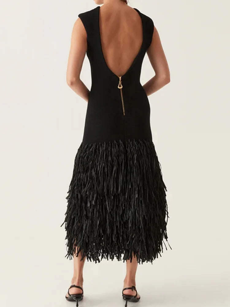 ALINE™ – LONG FRINGED DRESS